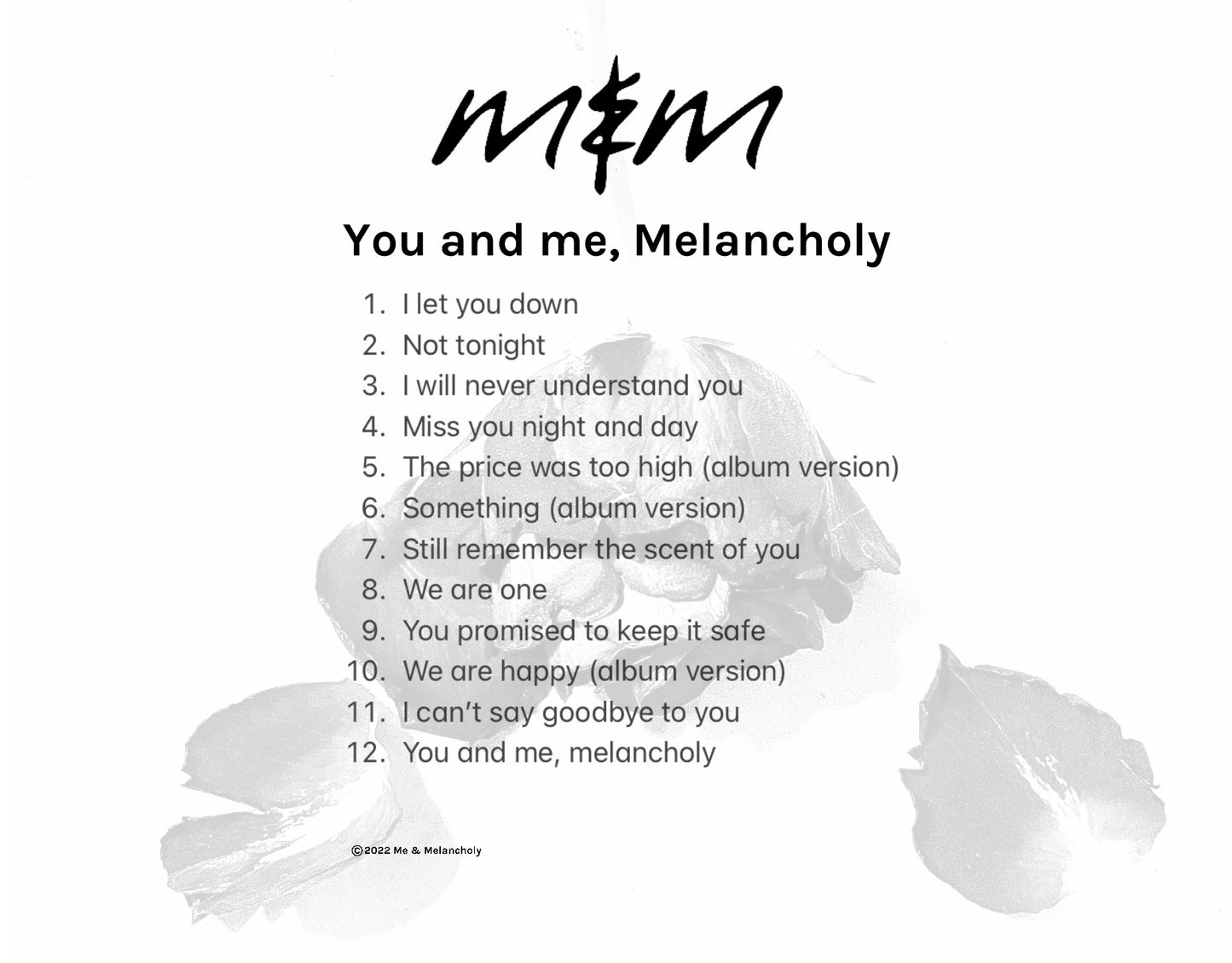 You and me, Melancholy - CD